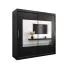 Schiebetürenschrank / Kleiderschrank Claveles 05 mit Spiegel, Farbe: Schwarz - Abmessungen: 200 x 200 x 62 cm ( H x B x T)