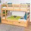 Etagenbett 90 x 200 cm für Erwachsene "Easy Premium Line" K17/n inkl. 2 Schubladen und 2 Abdeckblenden, Buche Massivholz Natur lackiert, teilbar