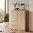 Kommode Kiunga 03, Farbe: Buche / Weiß - Abmessungen: 112 x 82 x 40 cm (H x B x T)