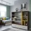 Regal Kerema 14, Farbe: Nuss / Ulme / Gelb - Abmessungen: 120 x 130 x 41 cm (H x B x T)