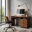 Schreibtisch Mojokerto 05, Farbe: Walnuss / Schwarz - Abmessungen: 77 x 120 x 60 cm (H x B x T)