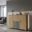 Kommode Ciomas 04, Farbe: Sonoma Eiche / Grau - Abmessungen: 104 x 135 x 40 cm (H x B x T)