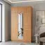 Schlafzimmer - Kleiderschrank mit Spiegel, Farbe: Erle - Abmessungen: 220 x 130 x 55 cm (H x B x T)