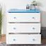 Kommode Kiefer massiv Vollholz weiß blau lackiert 006 - Abmessung 78 x 80 x 47 cm (H x B x T)
