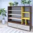 Regal Kerema 14, Farbe: Nuss / Ulme / Gelb - Abmessungen: 120 x 130 x 41 cm (H x B x T)