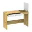 Schreibtisch Sirte 10, Farbe: Eiche / Weiß Hochglanz - Abmessungen: 82 x 120 x 50 cm (H x B x T)