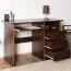 Schreibtisch aus Kiefernholz Junco 189, Vollholz, Walnussfarben, 75 x 110 x 55 cm, mit 3 Schubladen, viel Stauraum, ausziehbares Tastaturfach, Bürotisch