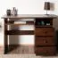 Schreibtisch aus Kiefernholz Junco 189, Vollholz, Walnussfarben, 75 x 110 x 55 cm, mit 3 Schubladen, viel Stauraum, ausziehbares Tastaturfach, Bürotisch