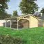 Einzelgarage mit Carport GR 78 | Fichten- und Kiefernholz | Grundfläche 42,31 m² | Holzgarage mit Anbaudach | Doppelflügeltor, Doppelfenster und Einzeltür