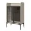 Vitrine mit Soft Close System und LED-Beleuchtung | in Creme | 2 Glastüren | 2 Glaseinlegeböden | 124 x 81 x 43 cm | Metallbeine