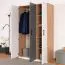 Jugendzimmer - Drehtürenschrank / Kleiderschrank Sallingsund 02, Farbe: Eiche / Weiß / Anthrazit - Abmessungen: 191 x 120 x 51 cm (H x B x T), mit 3 Türen und 5 Fächern