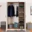 Jugendzimmer - Drehtürenschrank / Kleiderschrank Sallingsund 02, Farbe: Eiche / Weiß / Anthrazit - Abmessungen: 191 x 120 x 51 cm (H x B x T), mit 3 Türen und 5 Fächern