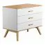 Kommode Skady 03, Farbe: Weiß / Eiche - Abmessungen: 87 x 100 x 58 cm (H x B x T)