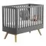 Babybett / Gitterbett Naema 06, Farbe: Grau / Eiche - Liegefläche: 70 x 140 cm (B x L)