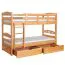 Funktions-Stockbett 90 x 200 cm mit 2 Schubladen als Stauraum | Massivholz: Buche | Natur Lackiert | umbaubar in zwei Einzelbetten | Premium-Qualität | inkl. Rollroste Abbildung