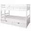Funktions-Etagenbett 90 x 200 cm mit 2 Schubkästen als Stauraum | Massivholz: Buche | Weiß Lackiert | umbaubar in zwei Einzelbetten | Premium-Qualität | inkl. Rollroste Abbildung