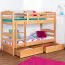 Funktions-Etagenbett 90 x 200 cm mit 2 Schubladen als Stauraum | Massivholz: Buche | Natur Lackiert | umbaubar in zwei Einzelbetten | Premium-Qualität | inkl. Rollroste Abbildung