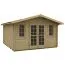 Holz-Gartenhaus 4,5 x 4,34 Meter (inkl. Dach) | 2 Fenster | 40 mm Blockbohlen |natur unbehandelt | Satteldach | inkl. Fußboden | aus nordischer Fichte Abbildung