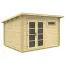 Flachdach-Gartenhaus 3,24 x 3,75 Meter (inkl. Dach) | 1 Fenster | 28 mm Blockbohlen |natur unbehandelt | aus Holz | inkl. Fußboden | aus nordischer Fichte Abbildung