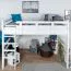 Massivholz Hochbett für Kinder | Matratzenmaß: 160 x 190 cm | Weiß Lackiert | umbaubar in Einzelbett | Premium-Qualität | inkl. Rollrost Abbildung
