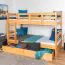 Funktions-Etagenbett 90 x 200 cm mit 2 Schubkästen als Stauraum | Massivholz: Buche | Natur Lackiert | umbaubar in zwei Einzelbetten | Premium-Qualität | inkl. Rollroste Abbildung