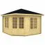 Holz-Gartenhaus 3,7 x 3,7 Meter (inkl. Dach) | 2 Fenster | 40 mm Blockbohlen |natur unbehandelt | Zeltdach | inkl. Fußboden | aus nordischer Fichte Abbildung