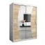 150 cm breiter Kleiderschrank mit 2 Türen | 5 Fächer | Farbe: Sonoma Eiche / Weiß Abbildung