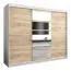 Großer 250 cm breiter Kleiderschrank mit 10 Fächern und 3 Türen | Farbe: Sonoma Eiche / Weiß Abbildung