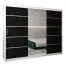 Großer 250 cm breiter Kleiderschrank mit 10 Fächern und 3 Türen | Farbe: Weiß / Schwarz Abbildung