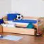Bettrahmen für Kinder 90 x 200 cm mit Ausziehbett 90 x 190 cm | Massivholz: Buche | Natur Lackiert | inkl. 2. Liegeplatz 90 x 190 cm ausziehbar und 2 Rollrost Abbildung