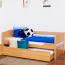 Bettrahmen für Kinder 90 x 200 cm mit Ausziehbett 90 x 190 cm | Massivholz: Buche | Natur Lackiert | inkl. 2. Liegeplatz 90 x 190 cm ausziehbar und 2 Rollrost Abbildung