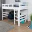 Weißes Kinder-Hochbett 120 x 190 cm | Massivholz: Buche | Weiß Lackiert | umbaubar in Einzelbett | Premium-Qualität | inkl. Rollrost Abbildung
