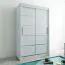 150 cm breiter Schiebetürenschrank mit 2 Türen | 5 Fächer | 2 Kleiderstangen | Farbe: Weiß Abbildung