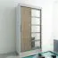 120 cm breiter Schiebetürenschrank mit 2 Türen | 5 Fächer | 2 Kleiderstangen | Farbe: Sonoma Eiche / Weiß Abbildung