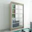 120 cm breiter Schiebetürenschrank mit 2 Türen | 5 Fächer | 2 Kleiderstangen | Farbe: Sonoma Eiche / Weiß Abbildung