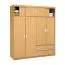 Kleiderschrank | 8 Drehtüren | 2 Schubladen | 5 Fächer | mit Kleiderstange | 170 cm breit | Farbe: Erle Abbildung