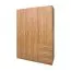 Kleiderschrank | 3 Drehtüren | 3 Schubladen | 4 Fächer | mit Kleiderstange | 140 cm breit | Farbe: Erle Abbildung