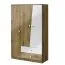 120 cm breiter Kleiderschrank mit 3 Türen, 6 Fächern und 2 Schubladen | Farbe: Eiche | Tiefe: 50 cm Abbildung