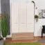 Kleiderschrank | 3 Drehtüren | 2 Schubladen | 2 Fächer | mit 2 Kleiderstangen | 137 cm breit | Farbe: Beige Abbildung