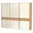 272 cm breiter Schiebetürenschrank mit 3 Türen | 9 Fächer | 3 Kleiderstangen | Farbe: Beige Abbildung