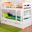 Etagenbett mit Stauraum / 2 Schubladen für Jugendliche 90 x 200 cm | Massivholz: Buche | Weiß Lackiert | umbaubar in 2 Einzelbetten | Premium-Qualität | inkl. Rollroste Abbildung