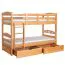 90 x 200 cm Etagenbett mit Stauraum / 2 Schubladen für Kinder Massivholz: Buche | Natur Lackiert | umbaubar in 2 Einzelbetten | Premium-Qualität | inkl. Rollroste Abbildung