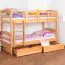 90 x 200 cm Etagenbett mit Stauraum / 2 Schubladen für Kinder Massivholz: Buche | Natur Lackiert | umbaubar in 2 Einzelbetten | Premium-Qualität | inkl. Rollroste Abbildung