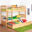 Etagenbett + Ausziehbett für Kinder 90 x 200 cm | Massivholz: Buche | Natur Lackiert | inkl. Bettkasten | umbaubar in 2 Einzelbetten | inkl. Rollroste Abbildung