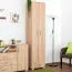 Kleiderschrank | 2 Drehtüren | 1 Schublade | 8 Fächer | mit Kleiderstange | 50 cm breit | Farbe: Braun Abbildung