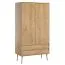 Kleiderschrank | 2 Drehtüren | 2 Schublade | 2 Fächer | mit Kleiderstange | 100 cm breit | Farbe: Eiche Abbildung