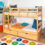 Etagenbett mit Stauraum / 2 Schubladen für Kinder 90 x 200 cm | Massivholz: Buche | Natur Lackiert | umbaubar in 2 Einzelbetten | Premium-Qualität | inkl. Rollroste Abbildung