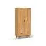 Kleiderschrank | 2 Drehtüren | 6 Fächer | 2 Schubladen | mit Kleiderstange | 90 cm breit | Massivholz | Farbe: Natur Abbildung