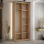 Schiebetürenschrank Mina in Weiß/Eiche mit Spiegeltüre, Einlegeböden, auch für Wohnzimmer geeignet, 235,2 x 110 x 60 cm, platzsparend, viel Stauraum
