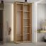 Kleiderschrank mit Spiegel Mina in Weiß/Eiche, auch für Wohnzimmer geeignet, Anti Staubbürsten, Metallgriff in schwarz, 235,2 x 120 x 60 cm, Einlegeböden